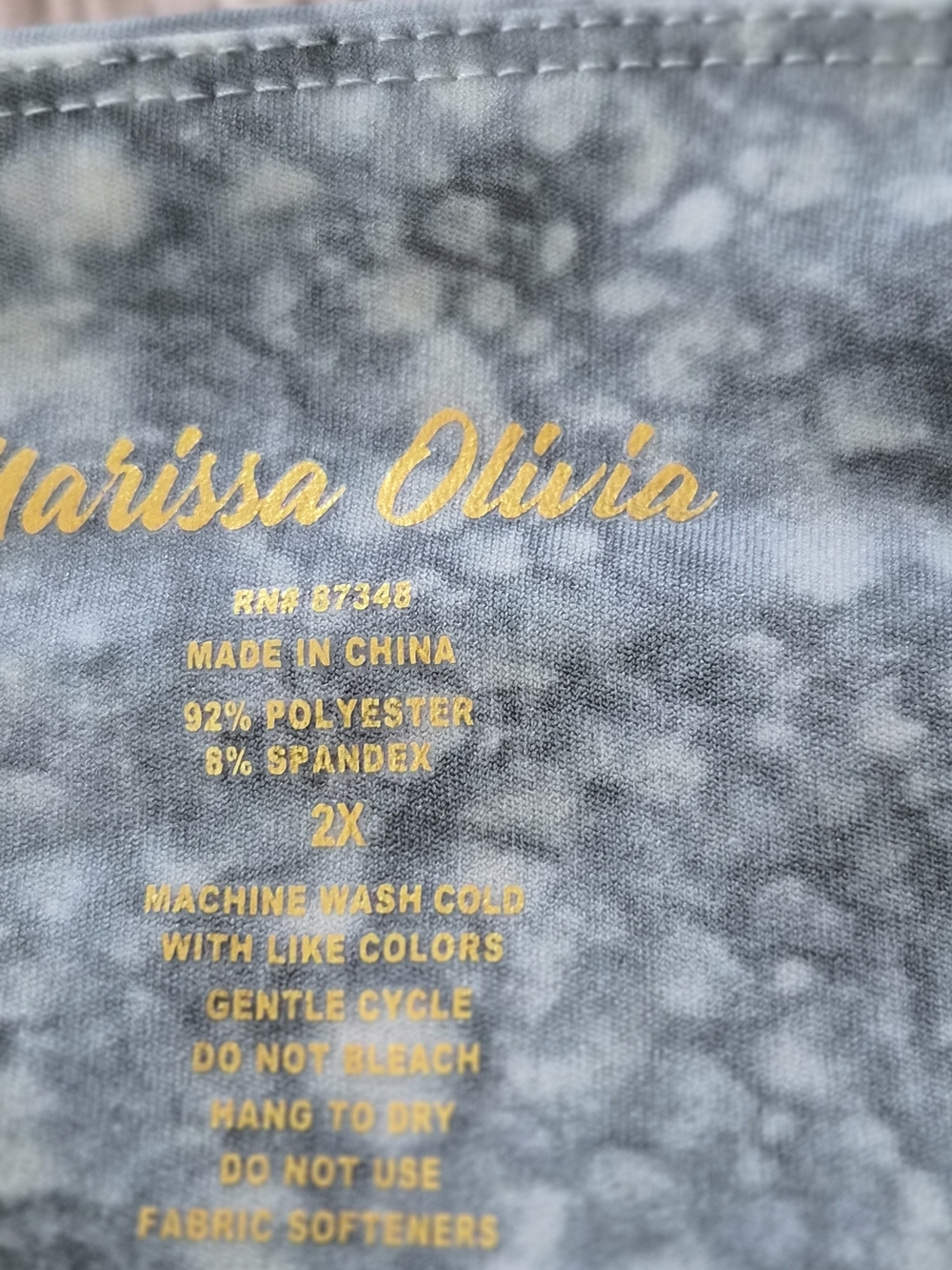 Marissa Olivia Blue Gray Marble Print Capri Leggings Size 2X with Pockets - Picture 10 of 11